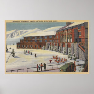 Póster Sun Valley, identificación - fiesta del esquí en