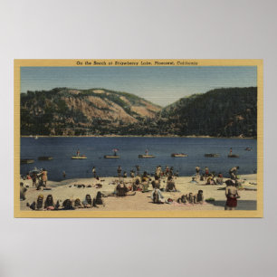 Póster Sunbathers y nadadores en la playa