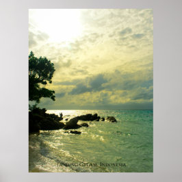Póster Sunbeam Sunset Sky Beach Twilight Travel Indonesia