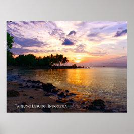 Póster Sunbeam Sunset Sky Beach Twilight Travel Silhoutte