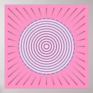 Póster Sunburst geométrico moderno - Tonos rosados