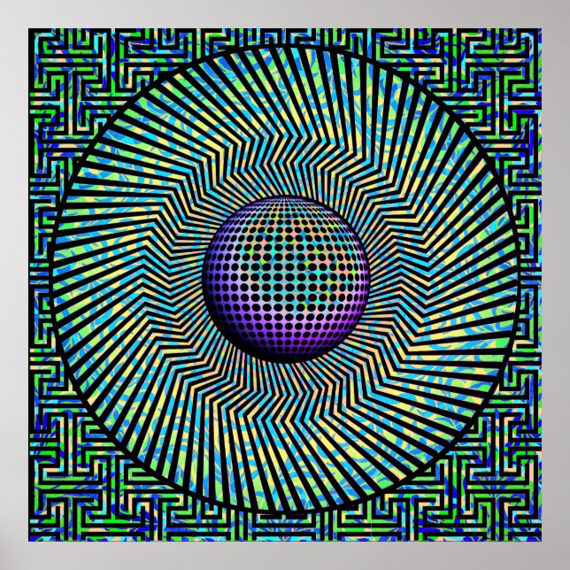 Póster Sunburst Op Art Purple (Frente)