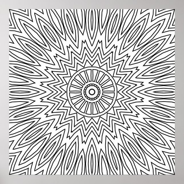 Póster Sunburst Zigzag Mandala with Layered Line Pattern (Frente)
