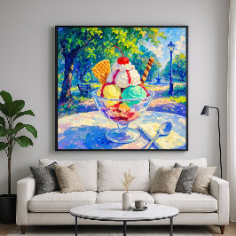 Póster Sundae En El Parque - Estilo Impresionista Pastel