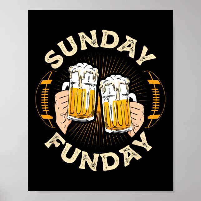 Póster Sunday Funday Funny Football Gift Sport Lovers Foo (Frente)