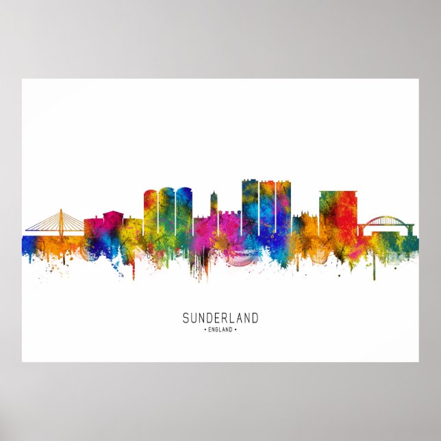 Póster Sunderland England Skyline (Frente)