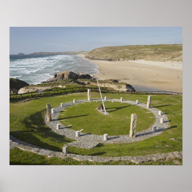 Póster Sundial and Perran Beach, Perranporth, Cornwall, (Frente)