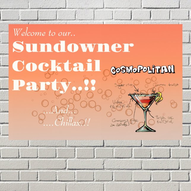 Póster Sundowner Cosmopolitan Cocktail Fiesta (Sundowner Cosmopolitan Cocktail Party Wall Poster)