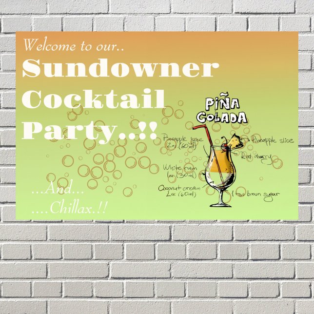 Póster Sundowner Pina Colada Cocktail Fiesta (Sundowner Pina Colada Cocktail Party Wall Poster)