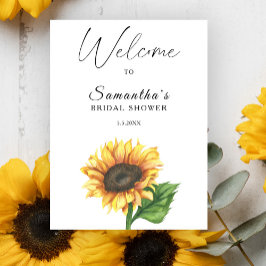 Póster Sunflower acuarela Bienvenidos a la ducha de novia