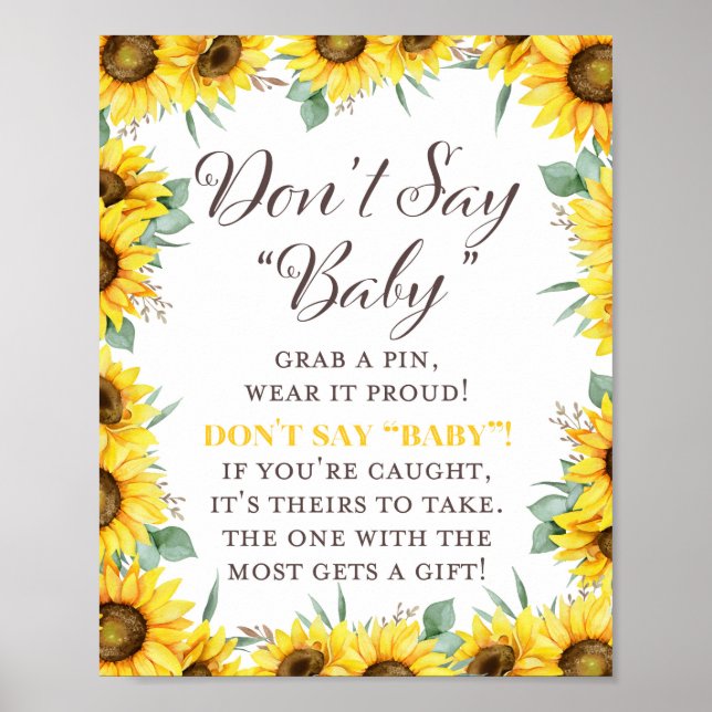 Póster Sunflower Baby Shower Game Sign (Frente)