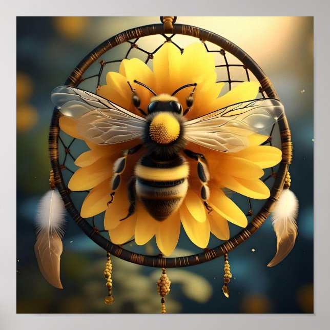 Póster Sunflower Bee Dreamcatcher, (Frente)