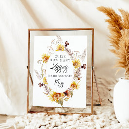 Póster Sunflower Boho Wildflower Moderno Ducha nupcial