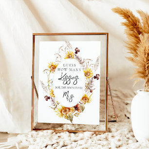 Póster Sunflower Boho Wildflower Moderno Ducha nupcial