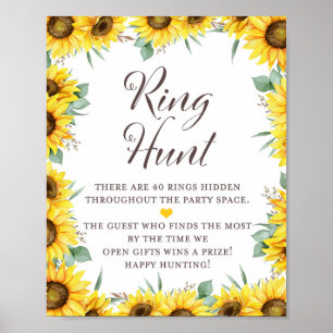Póster Sunflower Bridal Shower Game Sign