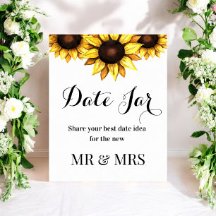 Póster Sunflower Date Jar Boda Rótulo Poster Floral