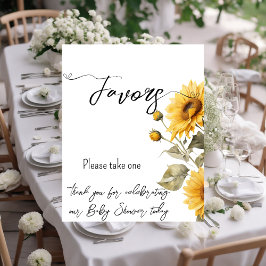Póster Sunflower Elegant Boho Floral Baby Shower Favores