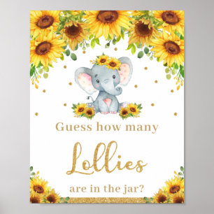 Póster Sunflower Elephant Guess How Many Lollies Game