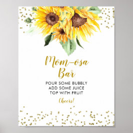 Póster Sunflower está de camino Baby Shower Mom-osa Bar