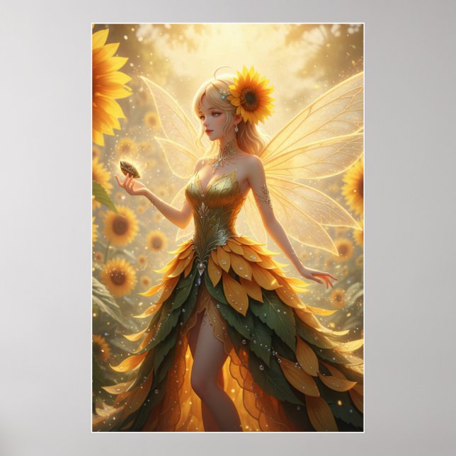 Póster Sunflower Fairy Fantasy Illustration Poster (Frente)