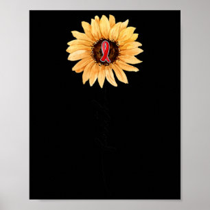 Póster Sunflower FAITH Burgundy Ribbon Aneurysm Awa