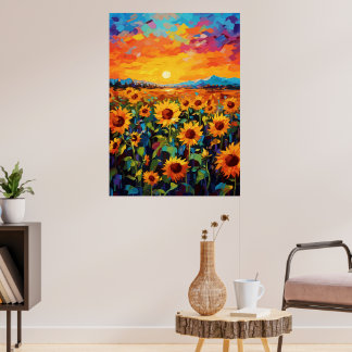 Póster Sunflower Field Wall Art