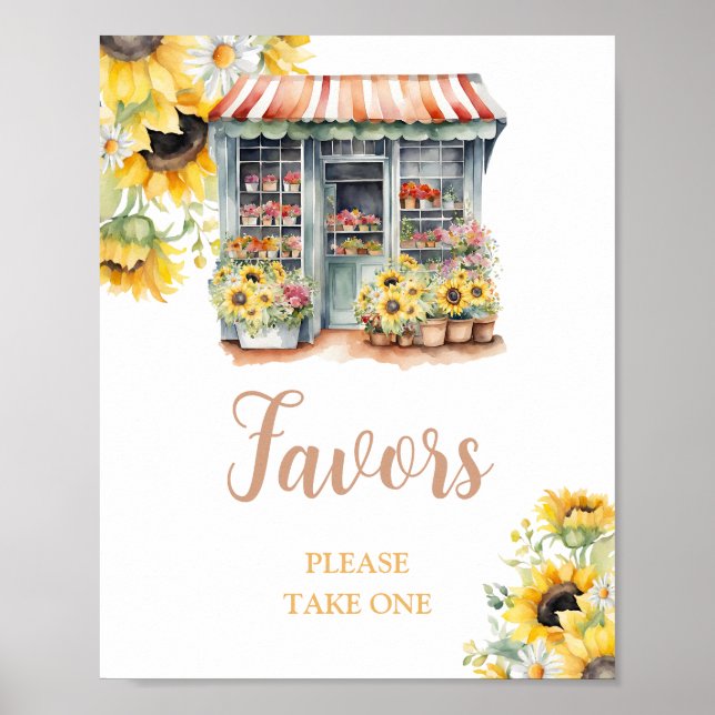 Póster Sunflower Fuera Del Mercado Bridal Shower Favor (Frente)