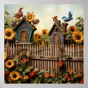 Póster Sunflower Garden 7 Aves Azules