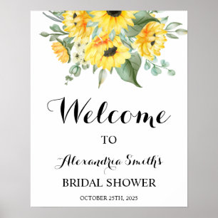 Póster Sunflower Greenery Bienvenida Rótulo de ducha de n