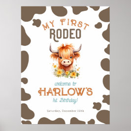 Póster Sunflower Highland Vaca mi primer rodeo primer cum