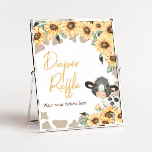 Póster Sunflower Holy Cow Baby Shower Diaper Raffle