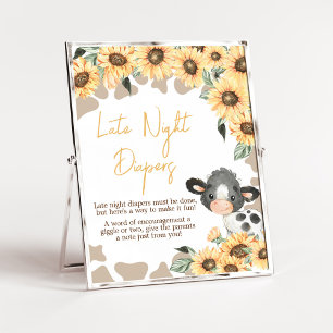 Póster Sunflower Holy Cow Baby Shower Late Night Diapers