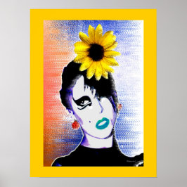 Póster Sunflower Ladybug Watercolor Art 