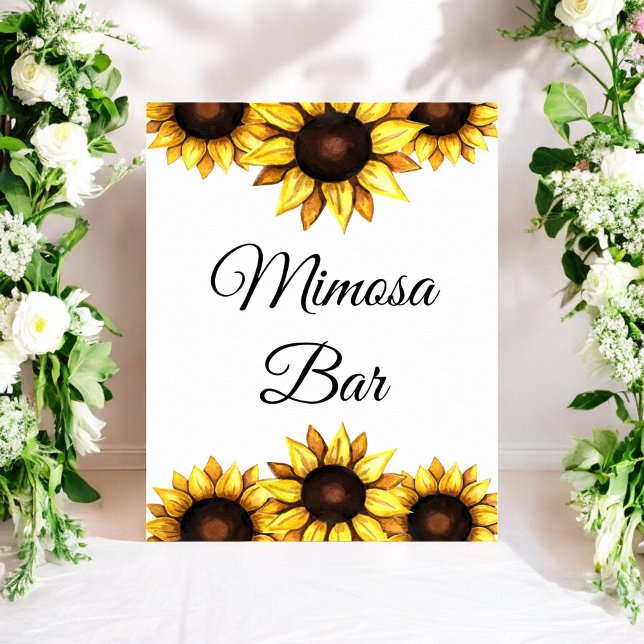 Póster Sunflower Mimosa Bar Boda blanco amarillo Floral (Subido por el creador)