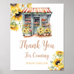 Póster Sunflower Off The Market Bridal Shower Gracias