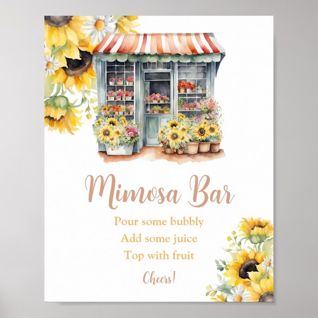 Póster Sunflower Off The Market Bridal Shower Mimosa Bar (Frente)