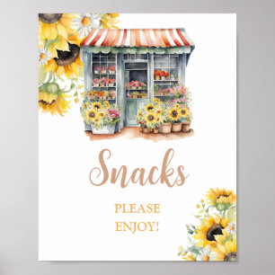 Póster Sunflower Off The Market Bridal Shower Snacks