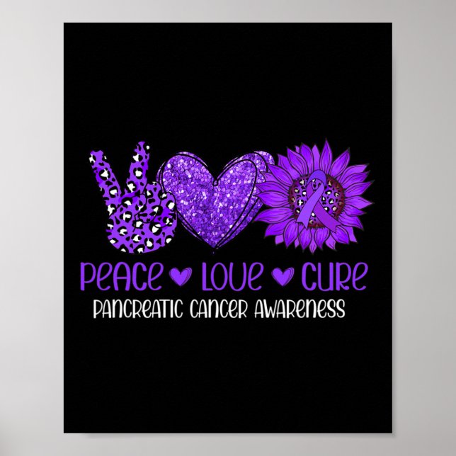Póster Sunflower Peace Love Pancreatic Cancer Awareness R (Frente)
