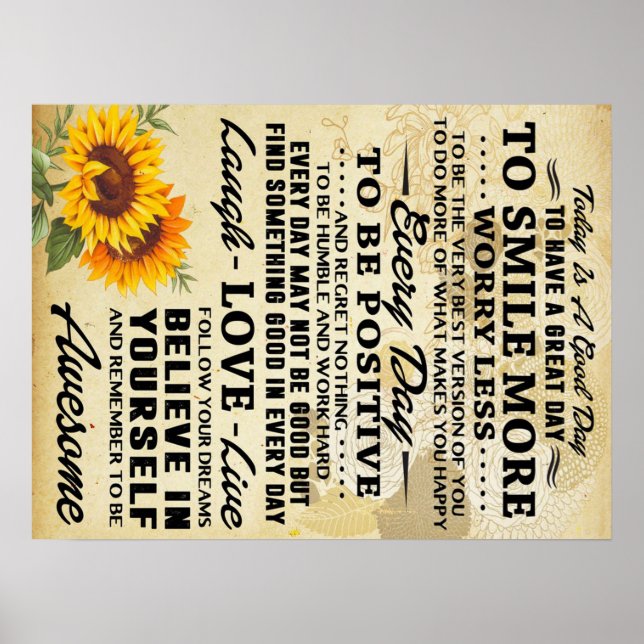 Póster Sunflower Poster- Perfect Gift Ideas For Birthday (Frente)