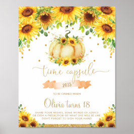 Póster Sunflower Pumpkin 1st Birthday Time Capsule