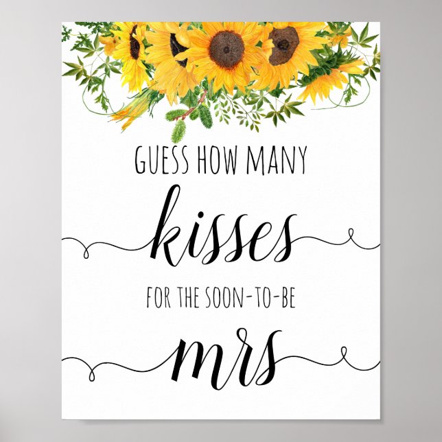 Póster Sunflower Shower Game adivina cuántos besos (Frente)