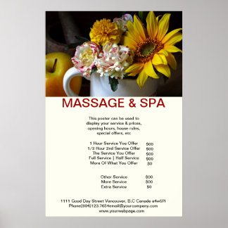 Póster Sunflower Spa Masaje Salón De Belleza Poster