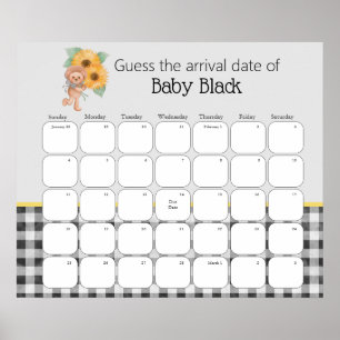 Póster Sunflower Teddy Bear Picnic Guess The Due Date