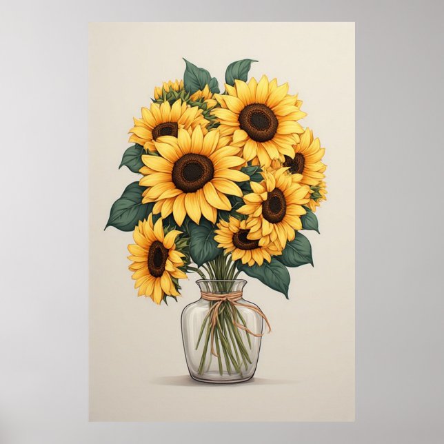 Póster Sunflower Wildflower Botanical Art (Frente)