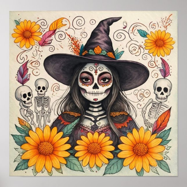 Póster SunflowerDayOfTheDeadWitch (Frente)