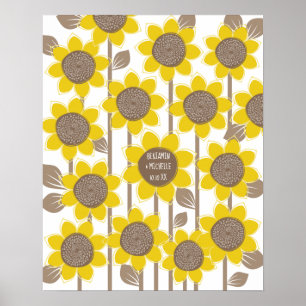 Póster Sunflowers -100 Signature Guest Book Alternative