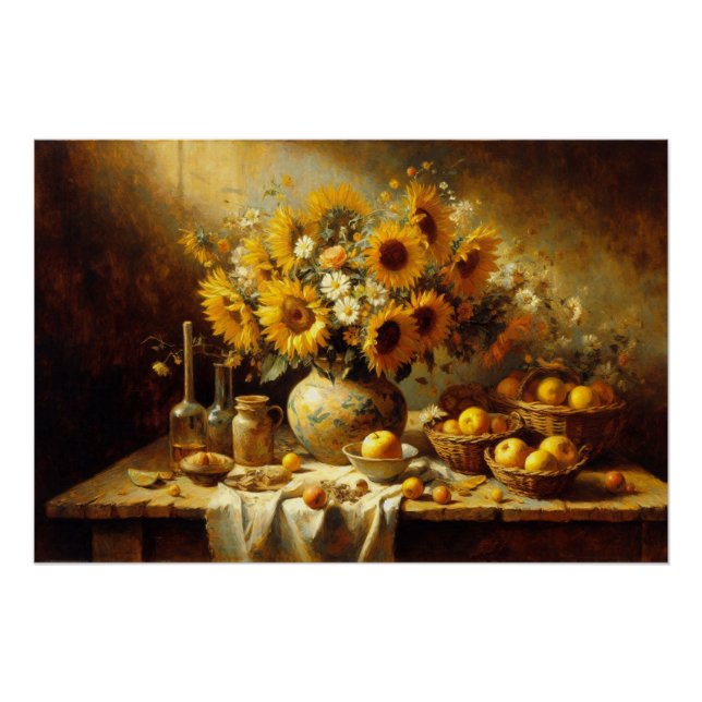 Póster Sunflowers and Fruit Still Life Pinting Decoupage (Anverso)