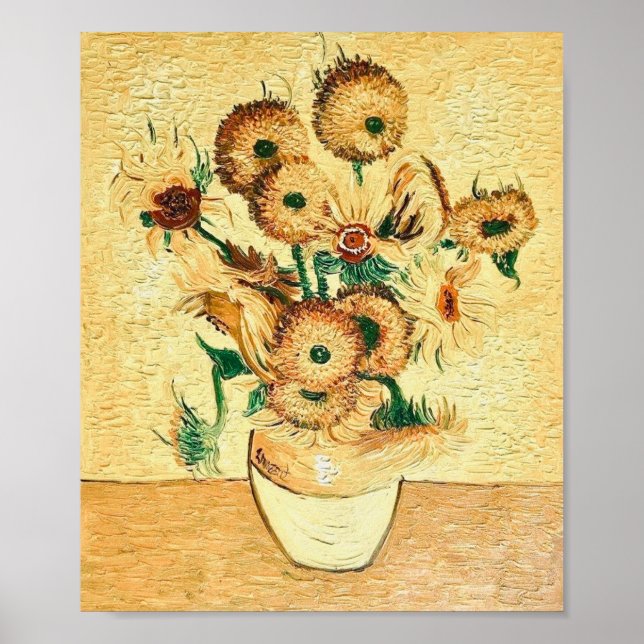 Póster Sunflowers antiguas de Vincent van Gogh (Frente)