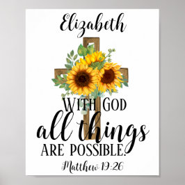 Póster Sunflowers Christian Scripture All Things Possible