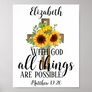 Póster Sunflowers Christian Scripture All Things Possible